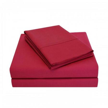 LUXOR TREASURES 300 Twin Sheet Set- Percale Solid Patterned - Burgundy P300TWSH SLBG